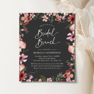 Budget Boho Peach Grey Bridal Brunch Invitation