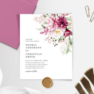 Budget Boho Purple & Pies Rose Mariage Inviter