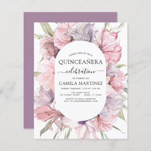 Budget Boho Purple Quinceañera Dusty rose Floral