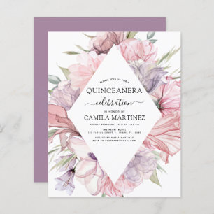 Budget Boho Purple Quinceañera Dusty rose Floral