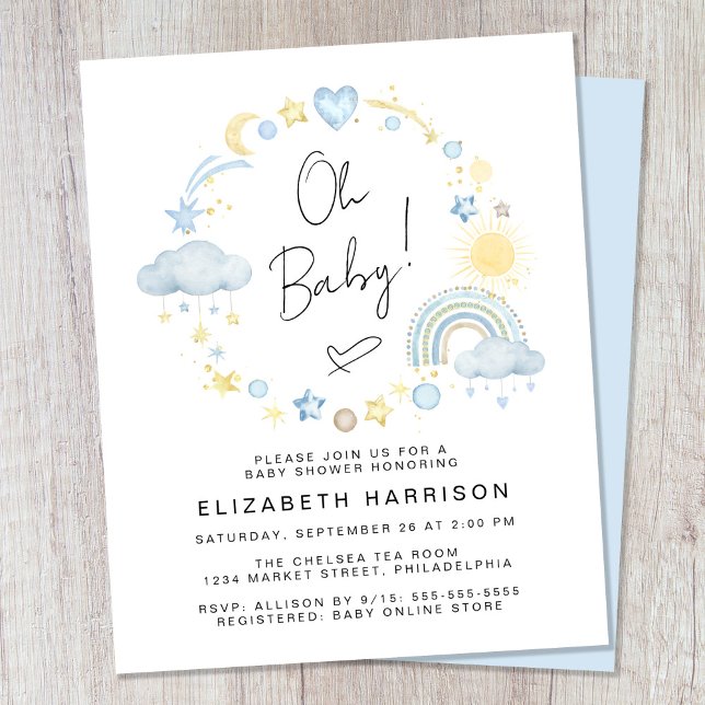 Budget Boho Rainbow Baby Boy Shower Invitation (Créateur téléchargé)