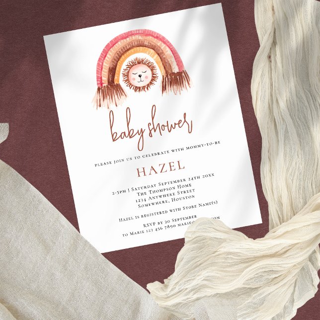 Budget Boho Rainbow Lion Girl Baby shower garçon (Créateur téléchargé)