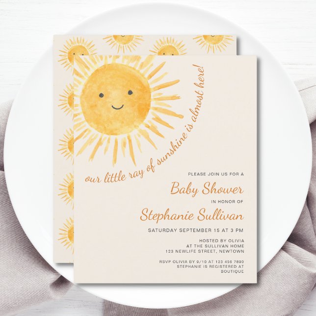 Budget Boho Ray Of Sunshine Baby shower Invitation (Créateur téléchargé)