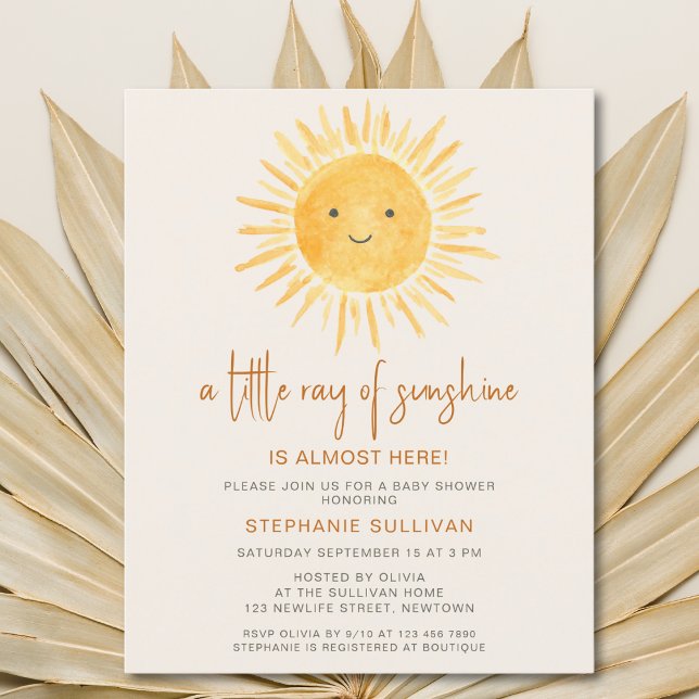 Budget Boho Ray of Sunshine Baby shower Invitation (Créateur téléchargé)