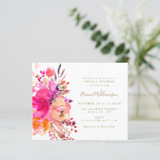Budget Boho rose Floral Bridal Shower Invitation