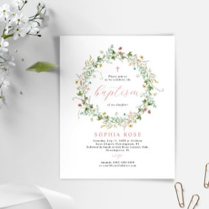 Budget Boho Rustique Fleurs sauvages Baptême Invit