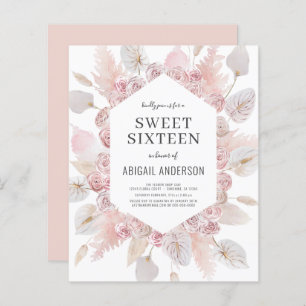 Budget Boho Sweet sixteen Invitation moderne