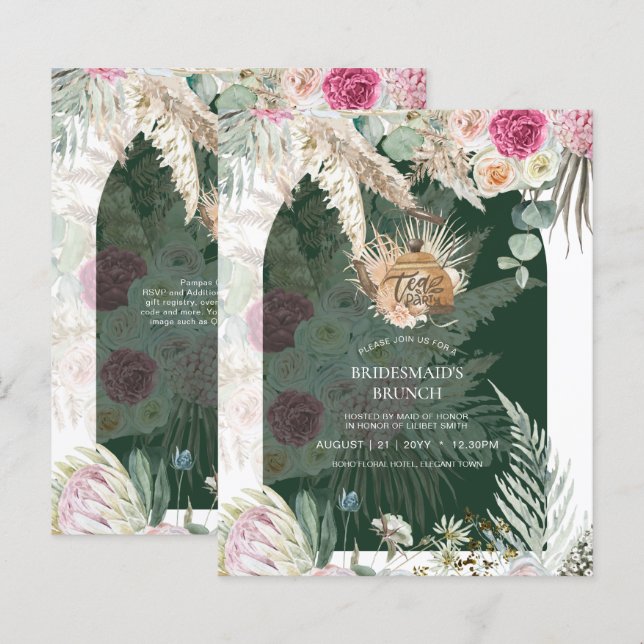 BUDGET Boho TEA PARTY Pampas Grass Fête des mariée (Devant / Derrière)