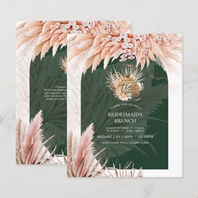 BUDGET Boho TEA PARTY Pampas Grass Fête des mariée (Devant / Derrière)