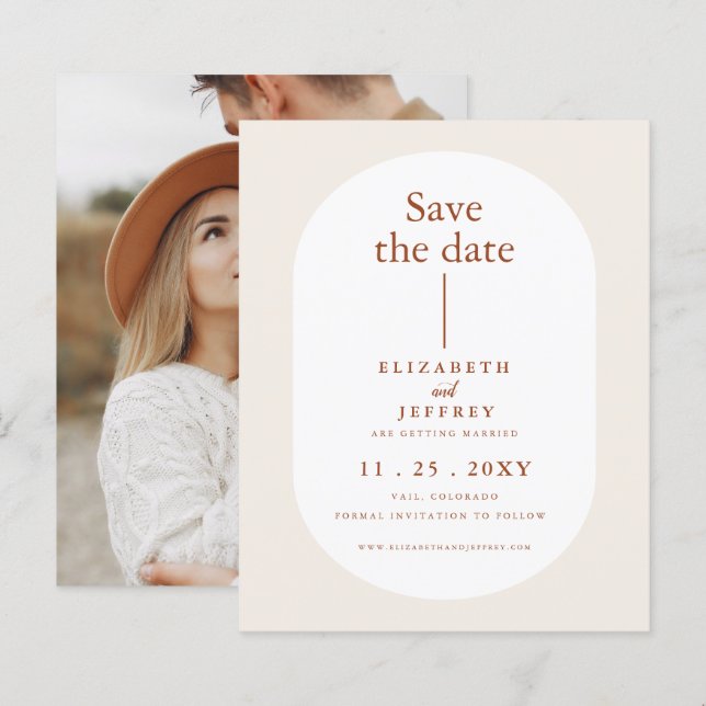 Budget Boho Terracotta Enregistrer La Date Annonce (Devant / Derrière)