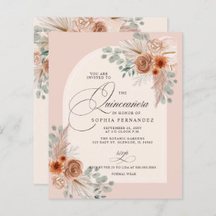 Budget Boho Terracotta Pampas Quinceanera Invitati