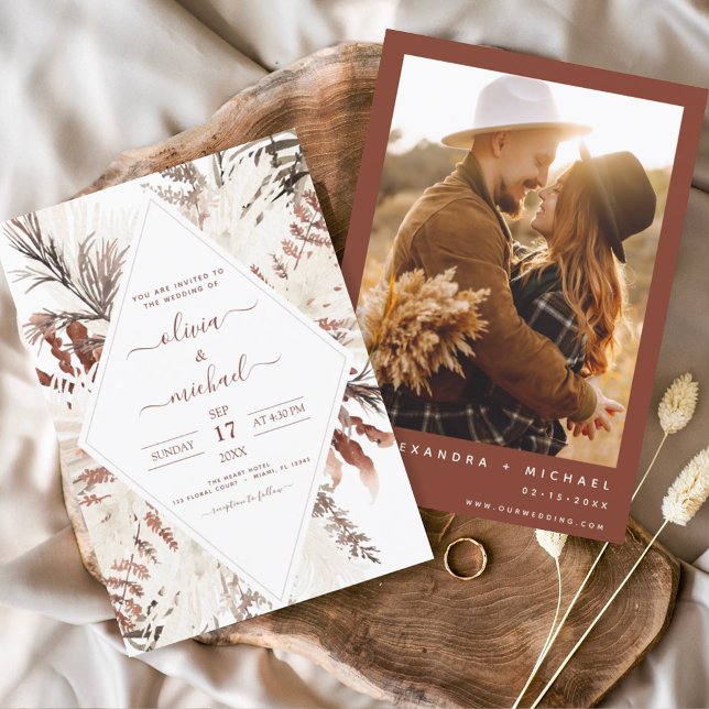 Budget Boho Terracotta Photo Pampas Grass Mariage (Créateur téléchargé)
