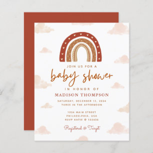 Budget Boho Terracotta Rainbow Clouds Baby shower