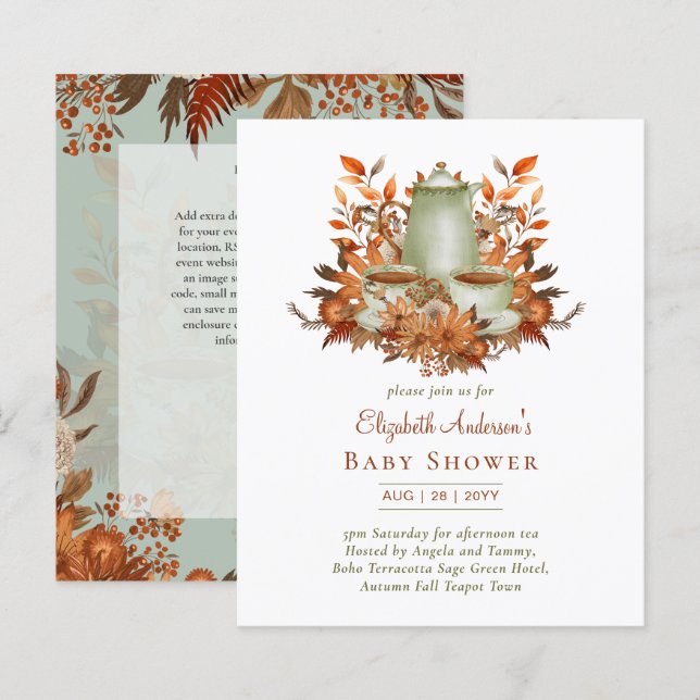 Budget Boho Terracotta Sage Tea Party N'IMPORTE QU (Devant / Derrière)