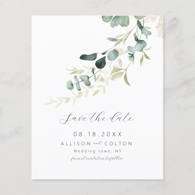 Budget boho vert de sauge d'eucalyptus rustique (Devant)