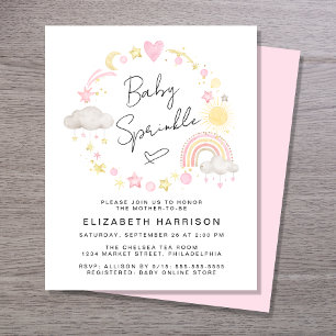 Budget Boho Watercolor Baby Girl Sprinkle Invitati