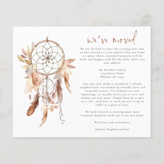 Budget Boho Watercolor Dreamcatcher Nouvelle adres (Devant)