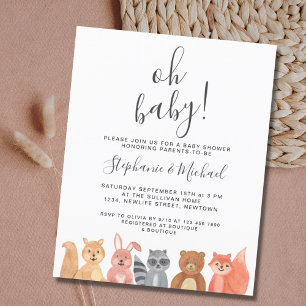 Budget Bois Animaux Couples Baby shower Invitation