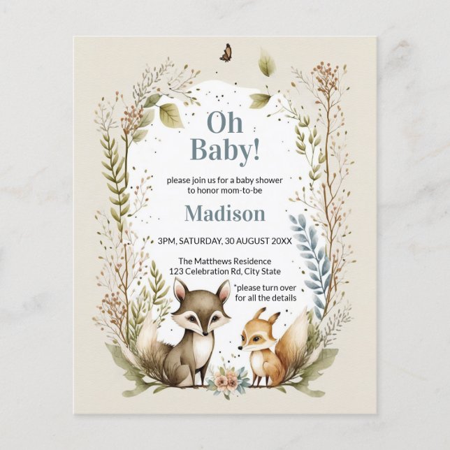 Budget Bois Animaux Garçon Baby shower Invitation (Devant)