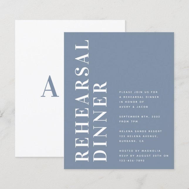 Budget Bold Moderne Répétition Dîner Invitation (Devant / Derrière)