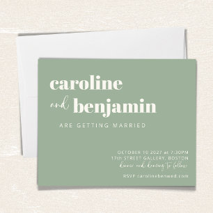 Budget Bold Sage Green Chic Modern Wedding Invitat