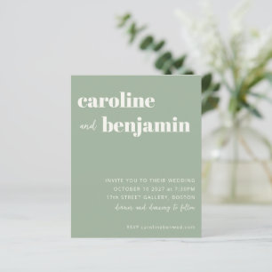 Budget Bold Sage Vert Faire-part de mariage modern
