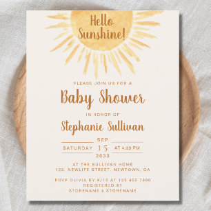 Budget Bonjour Sunshine Boho Baby shower Invitatio