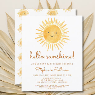 Budget Bonjour Sunshine Boho Baby shower Invitatio