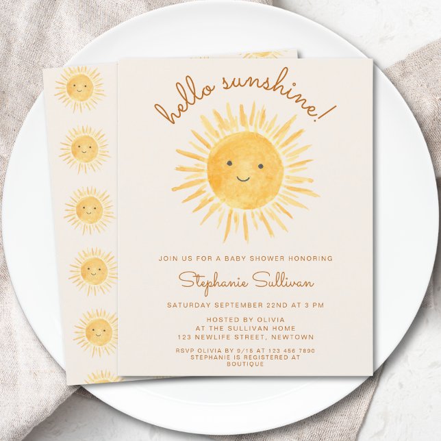 Budget Bonjour Sunshine Boho Baby shower Invitatio (Créateur téléchargé)