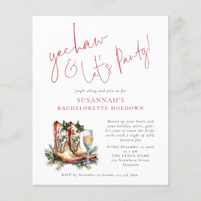 Budget Boots Bubly Noël Bachelorette Party (Devant)