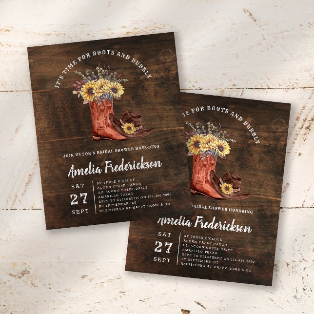 BUDGET Boots et Bubbly nuptiale douche Invitation (Créateur téléchargé)