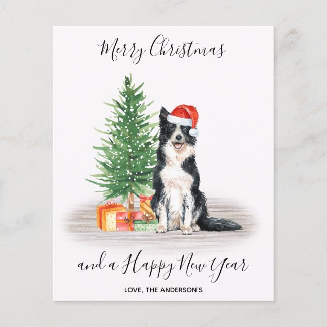 Budget Bordure Collie Chien Joyeux Noël Carte (Devant)