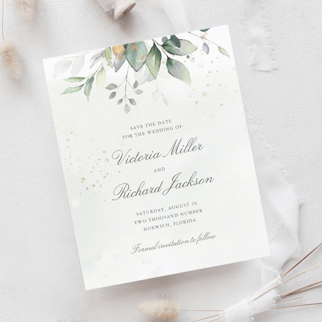 Budget Botanical Gold Green Enregistrer La Date (Créateur téléchargé)