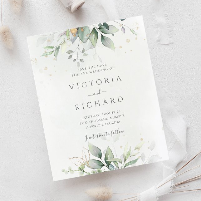 Budget Botanical Gold Green Enregistrer La Date (Créateur téléchargé)