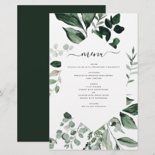Budget Botanical Green Foliage Menu Mariage