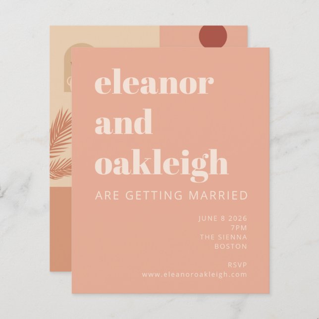 Budget Botanique Boho Terracotta Blush Mariage (Devant / Derrière)
