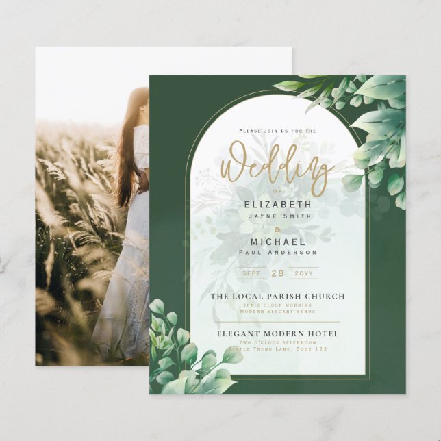 Budget Botanique Eucalyptus Mariage INVITE (Devant / Derrière)