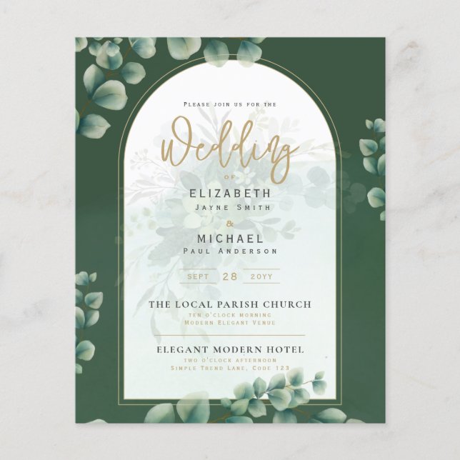 Budget Botanique Eucalyptus Mariage INVITE (Devant)