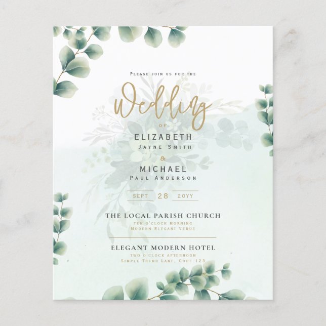 Budget Botanique Eucalyptus Mariage INVITE (Devant)