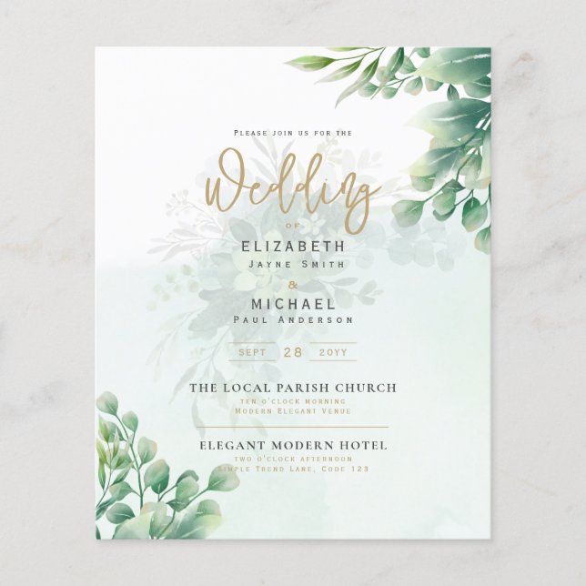 Budget Botanique Eucalyptus Mariage INVITE (Devant)