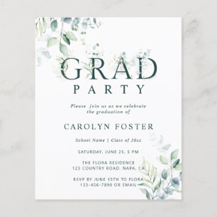 Budget Botanique Graduation Party Photo Invitation