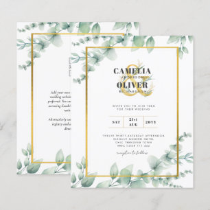 Budget Botanique Verdure Or Mariage Invitations
