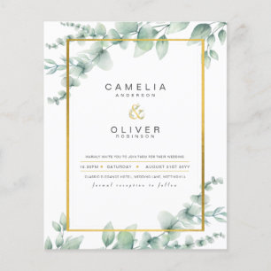 Budget Botanique Verdure Or Mariage Invitations