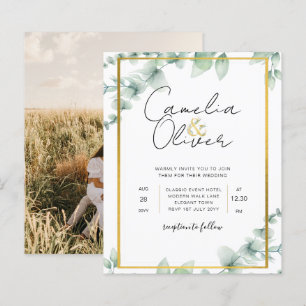 Budget Botanique Verdure Or Mariage Invitations