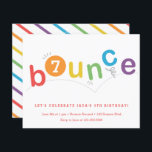 Budget Bounce Kids Age Anniversaire Fête Invitatio<br><div class="desc">Cette invitation de fête d'anniversaire rebond comprend des lettres rebondissantes dans une palette arc-en-ciel couleur neutre de genre de rouge, orange, jaune, vert, bleu et violet avec l'âge modifiable dans l'O. Une prise super amusante, neutre de genre sur un trampoline, gymnastique ou la fête de rebond. Cette invitation est inspirée...</div>