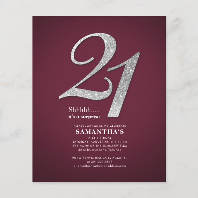 Budget Bourgogne 21e anniversaire Sliver Parties s (Devant)