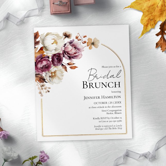 Budget Bourgogne automne nuptiale Brunch Invitatio (Créateur téléchargé)