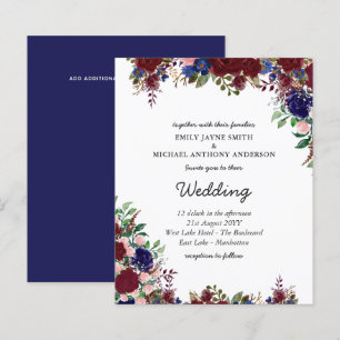Budget Bourgogne Blue Floral Mariage Invite