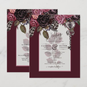 Budget Bourgogne Blush Floral Wedding Inviter SATI
