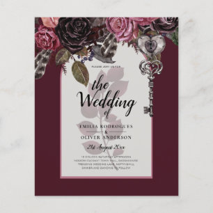 Budget Bourgogne Blush Floral Wedding Inviter SATI